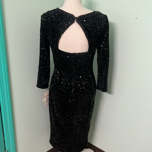 🆕 Eliza J black stretchy sequins 3/4 sleeve dress. Cocktail. Wedding. Party - Picture 6 of 11